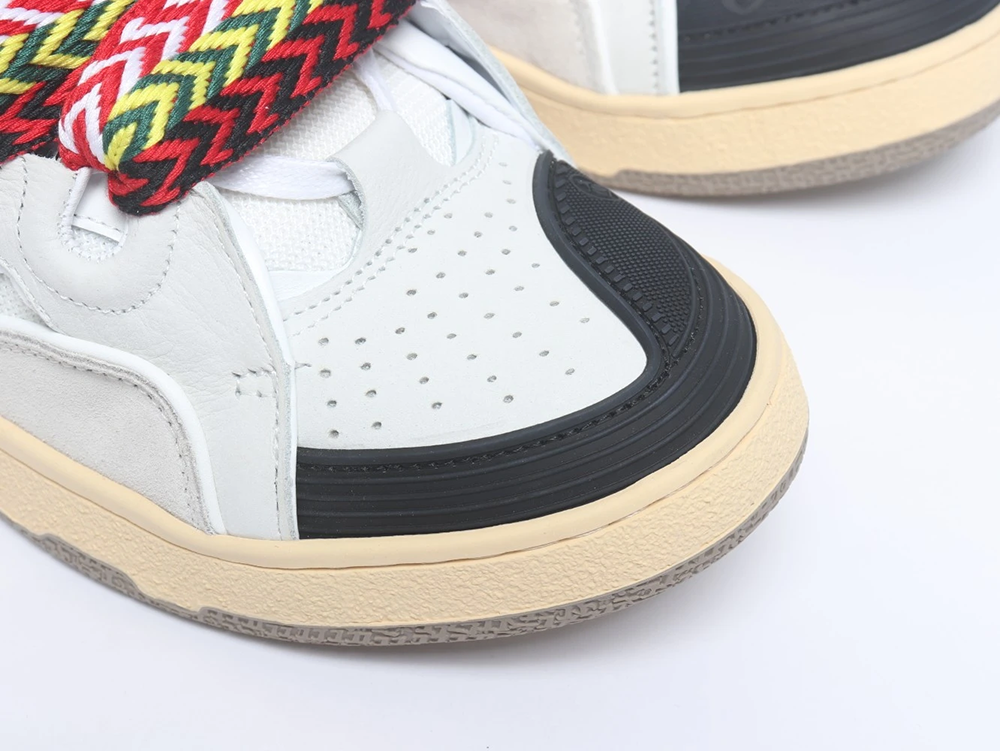 Lanvin Curb Leather and Glitter Sneakers 'White' REPS Shoes