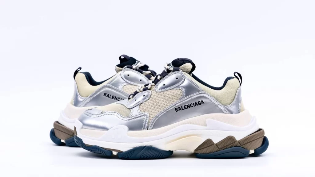 Replica Balenciaga Triple s Beige Silver Reps Shoes