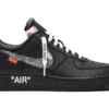 The Off-White x Air Force 1 Low '07 'MoMA' rep shoes stand out with their bold black and silver design, accented by Off-White's signature detailing.